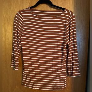 A New Day 3/4 Sleeve Striped Crewneck
